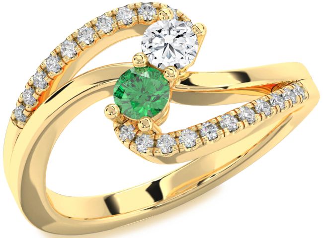 Diamond Gold Silver Round Two Stone Promise Ring