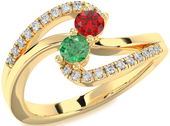 Diamond Gold Round Two Stone Promise Ring