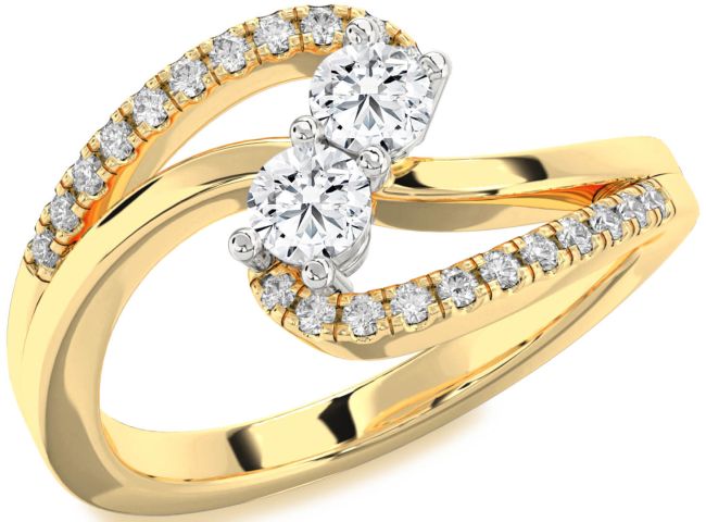Diamond Platinum & Yellow Gold Round Two Stone Ring