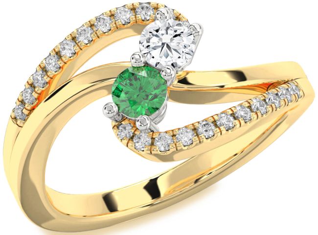 Diamond Gold Silver Round Two Stone Promise Ring
