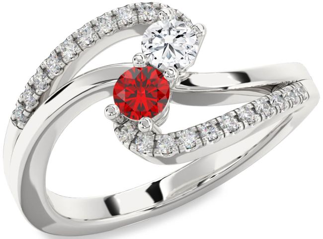 Diamond Silver Round Two Stone Promise Ring