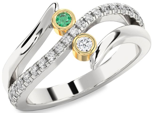Diamond Gold Silver Round Two Stone Promise Ring