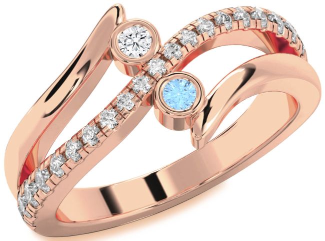 Diamond Rose Gold Round Two Stone Promise Ring