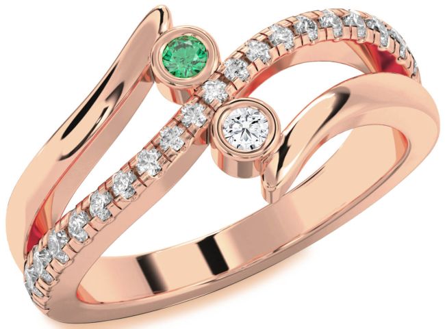 Diamond Rose Gold Round Two Stone Promise Ring