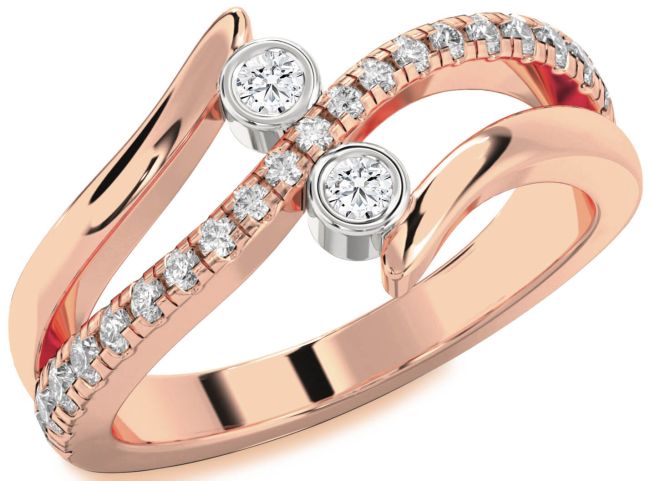 Diamond White Rose Gold Round Two Stone Ring