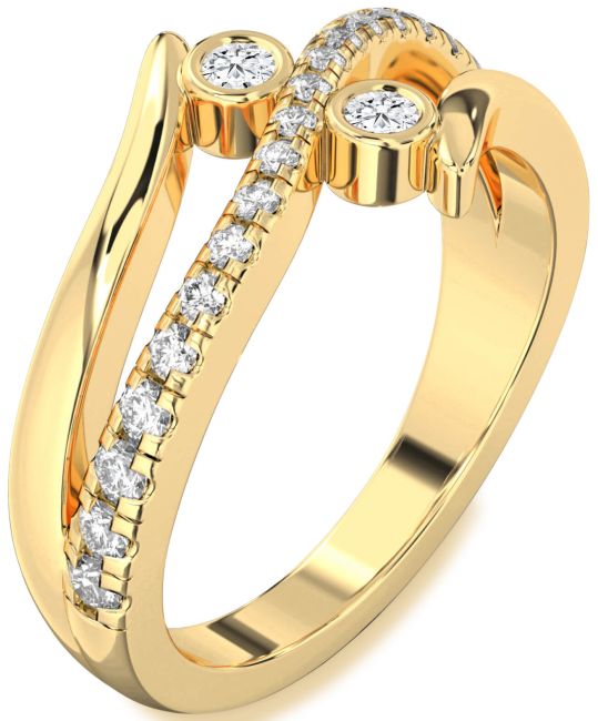 Lab Diamond Gold Round Two Stone Ring