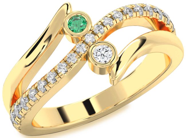 Diamond Gold Round Two Stone Promise Ring