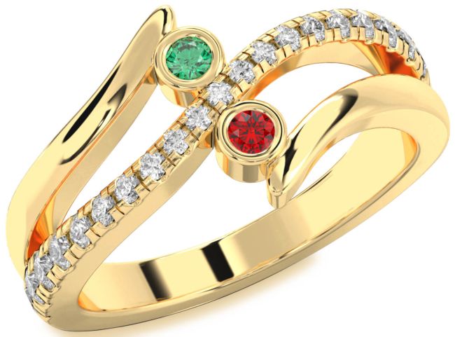 Diamond Gold Round Two Stone Promise Ring