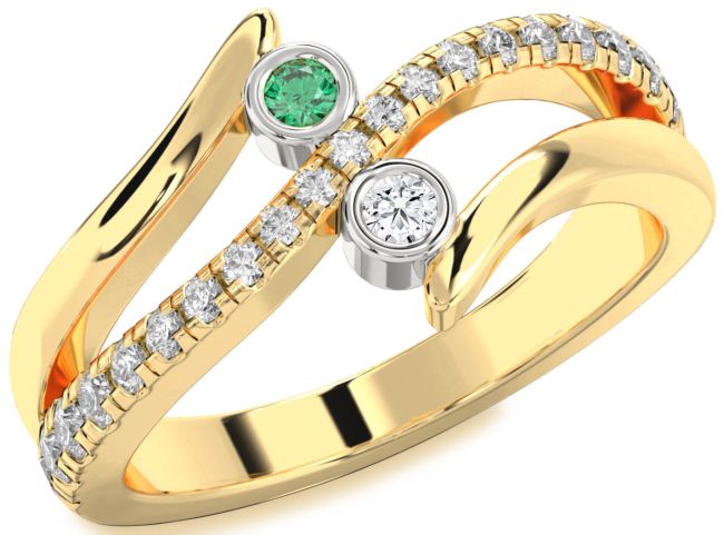 Diamond Gold Silver Round Two Stone Promise Ring