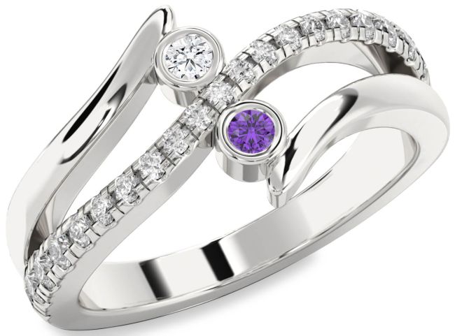 Diamond Silver Round Two Stone Promise Ring