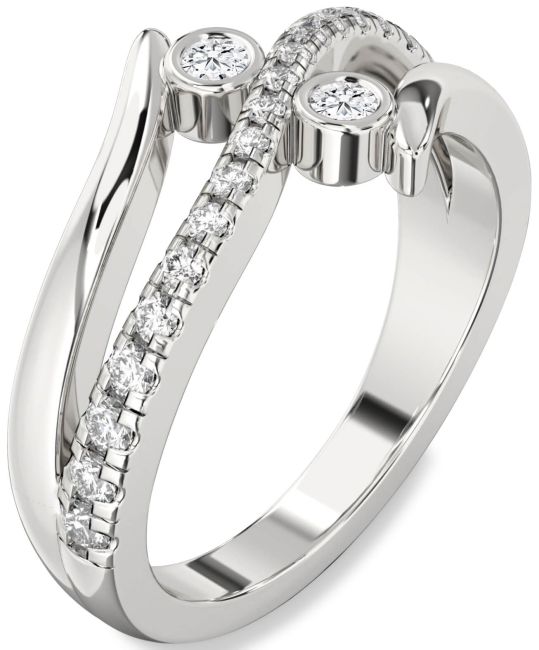 Lab Diamond Silver Round Two Stone Ring