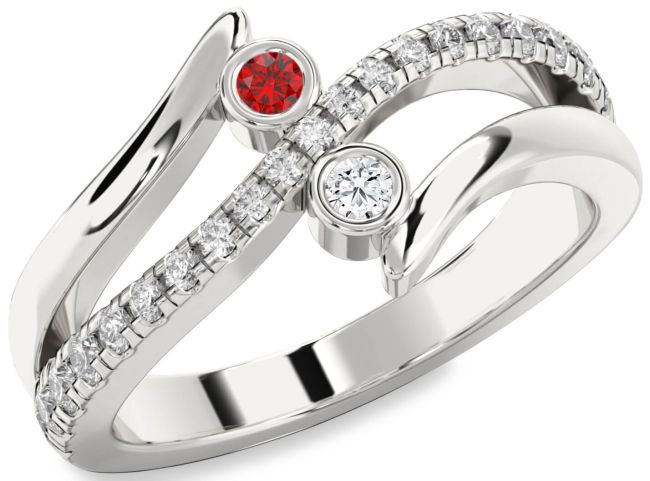 Diamond Silver Round Two Stone Promise Ring