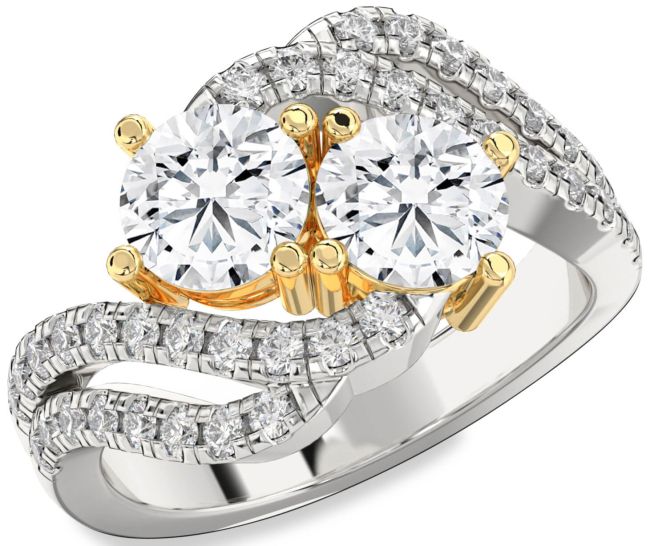 Diamond Platinum & Yellow Gold Round Two Stone Ring