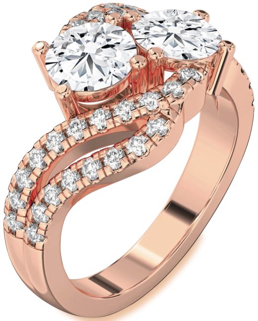 Lab Diamond Rose Gold Round Two Stone Ring