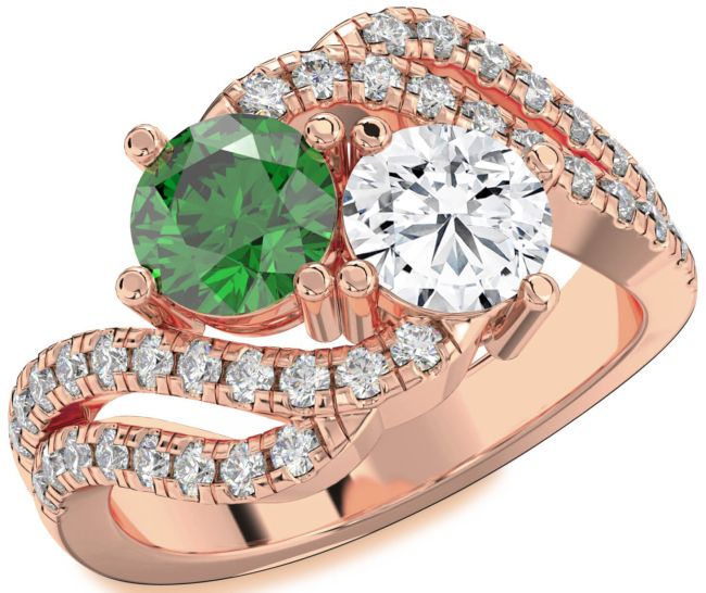 Diamond Rose Gold Round Two Stone Promise Ring