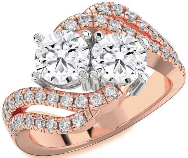 Diamond Platinum & Rose Gold Round Two Stone Ring