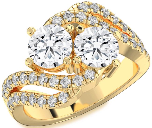 Diamond Gold Round Two Stone Ring