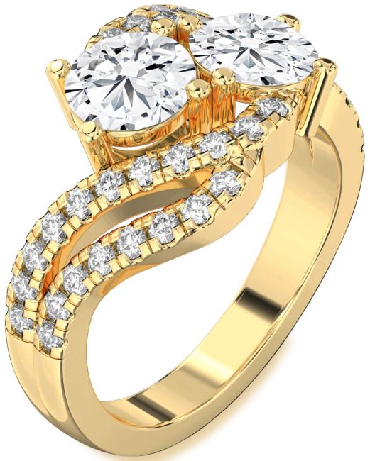 Lab Diamond Gold Round Two Stone Ring