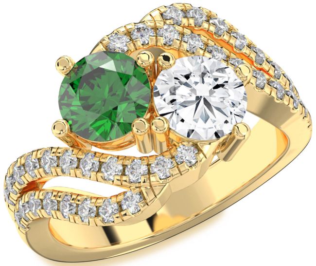 Diamond Gold Round Two Stone Promise Ring