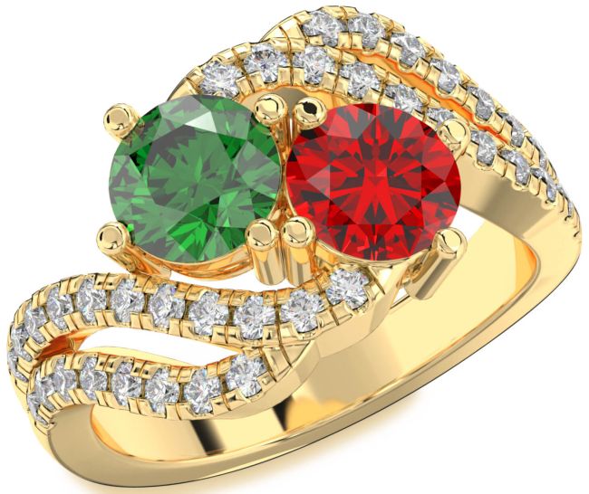 Diamond Gold Silver Round Two Stone Promise Ring