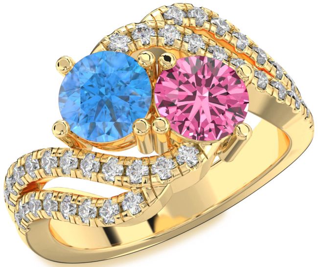 Diamond Gold Round Two Stone Promise Ring