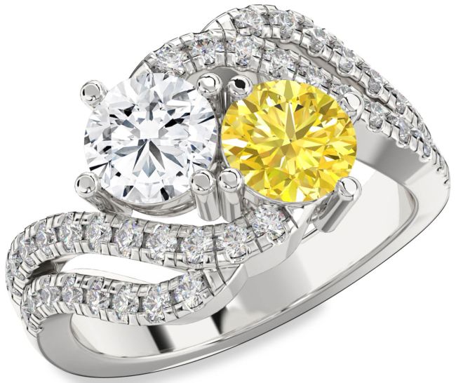 Diamond Silver Round Two Stone Promise Ring