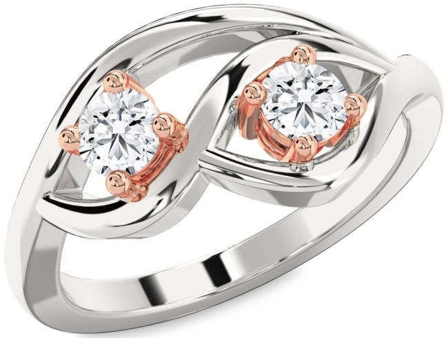 Diamond White Rose Gold Round Two Stone Ring