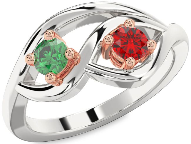 Platinum & Rose Gold Round Two Stone Promise Ring