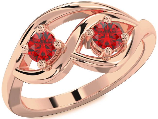 Ruby Rose Gold Round Two Stone Birthstone Ring