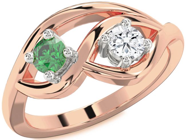 Rose Gold Silver Round Two Stone Promise Ring
