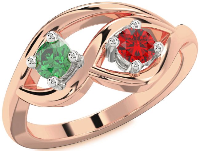 Platinum & Rose Gold Round Two Stone Promise Ring