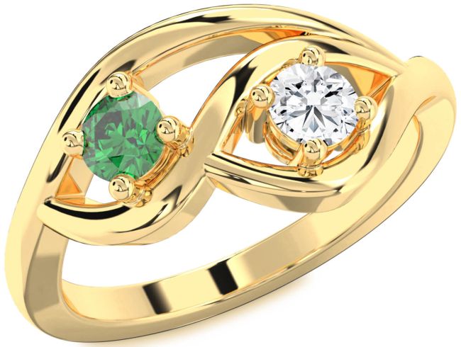 Gold Round Two Stone Promise Ring