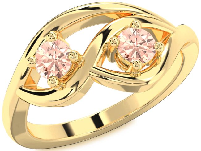 Morganite Gold Round Two Stone Ring