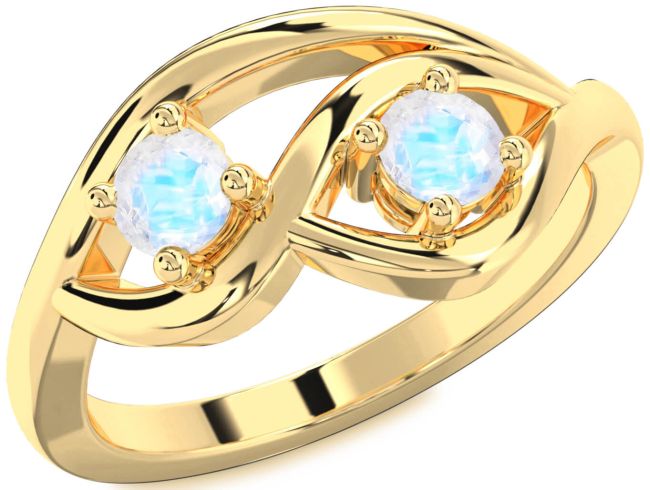 Moonstone Gold Round Two Stone Ring