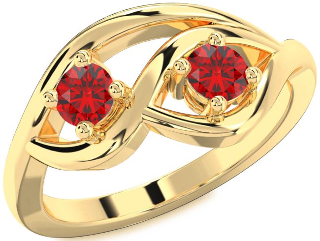 Ruby Gold Round Two Stone Birthstone Ring