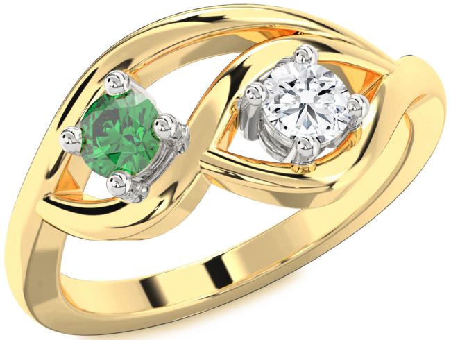 Gold Silver Round Two Stone Promise Ring
