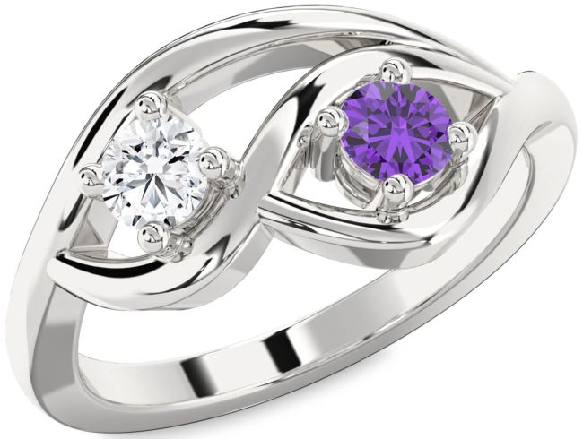 Silver Round Two Stone Promise Ring