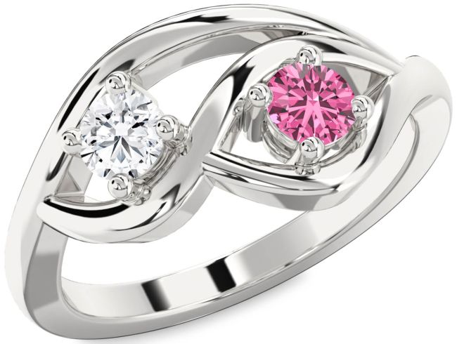Silver Round Two Stone Promise Ring