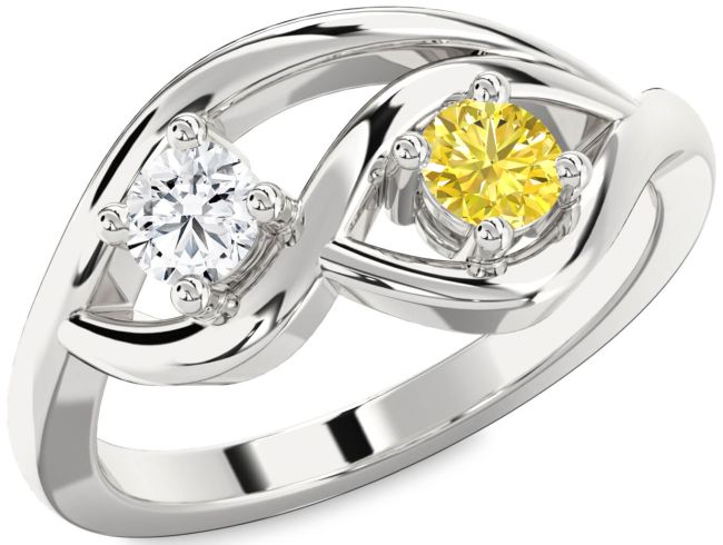 Silver Round Two Stone Promise Ring