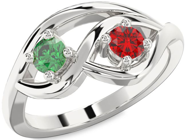 Platinum Round Two Stone Promise Ring
