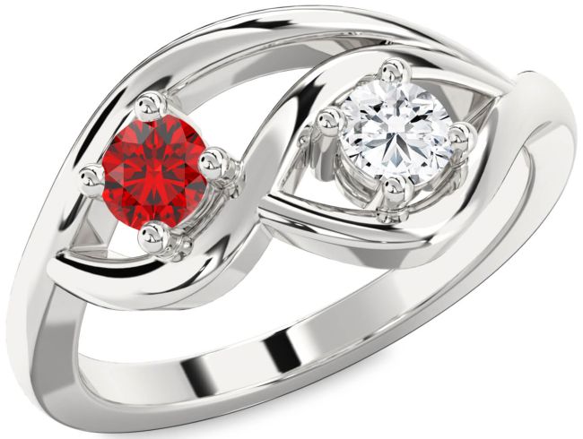 Silver Round Two Stone Promise Ring