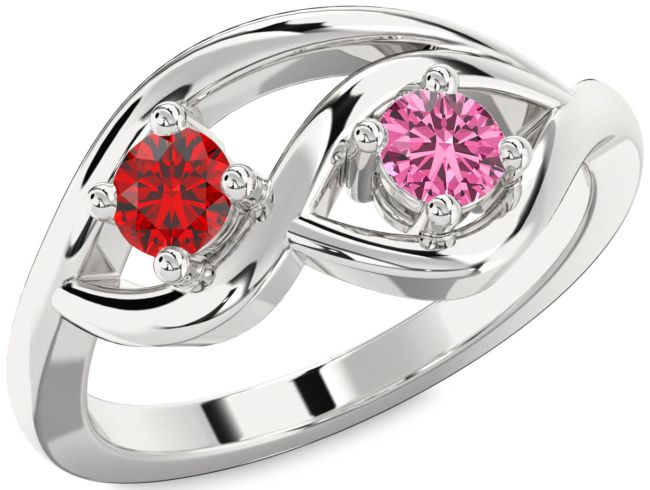 Silver Round Two Stone Promise Ring