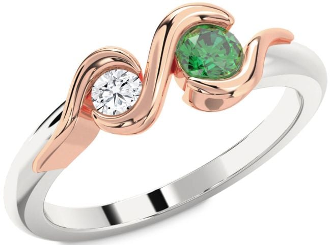 Rose Gold Silver Round Two Stone Promise Ring