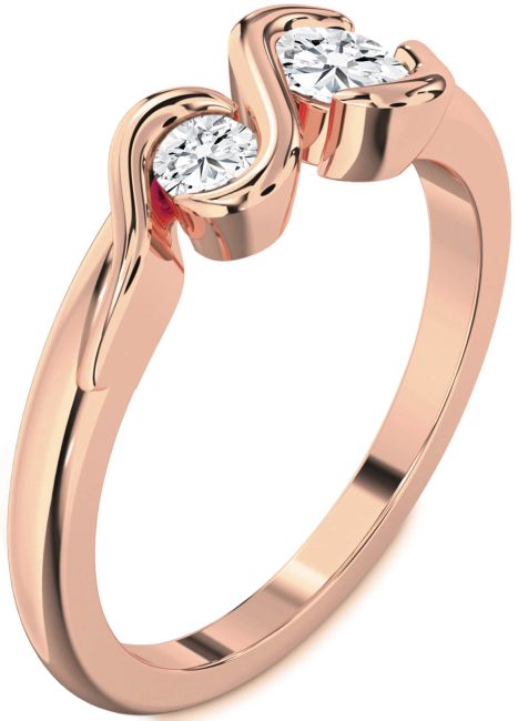 Lab Diamond Rose Gold Round Two Stone Ring