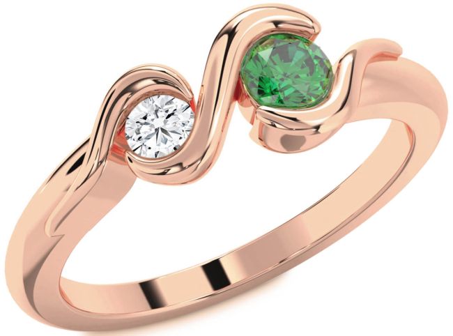 Rose Gold Silver Round Two Stone Promise Ring