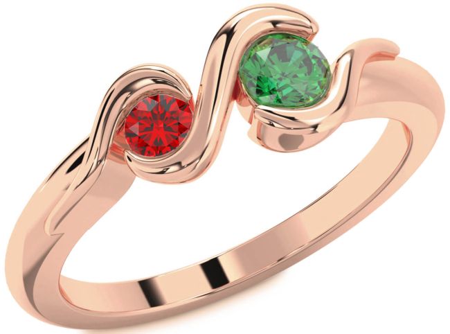Rose Gold Round Two Stone Promise Ring