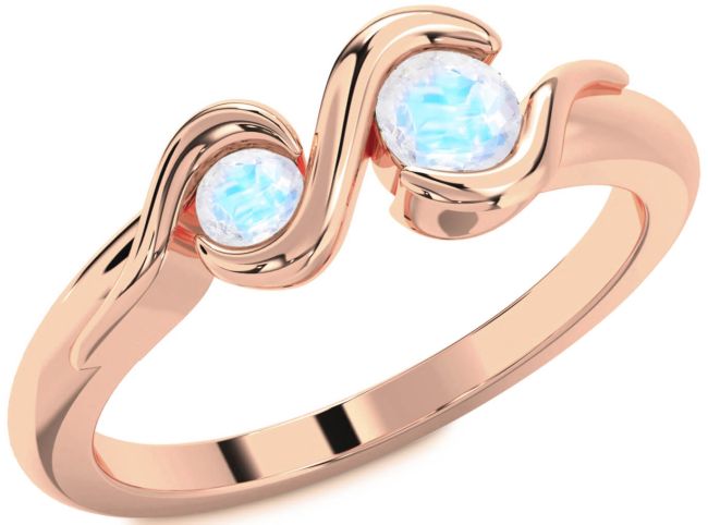 Moonstone Rose Gold Round Two Stone Ring