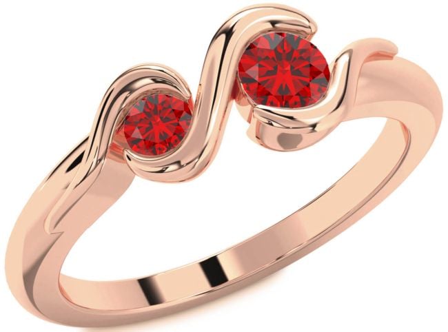 Ruby Rose Gold Round Two Stone Birthstone Ring