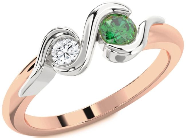 White Rose Gold Round Two Stone Promise Ring