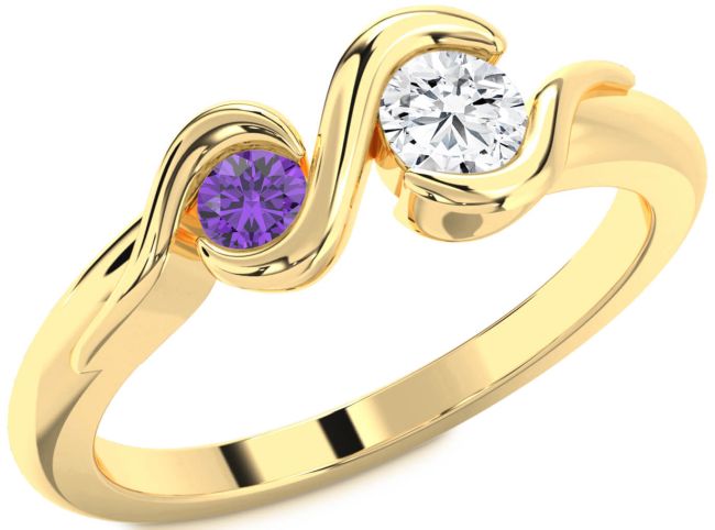 Gold Round Two Stone Promise Ring